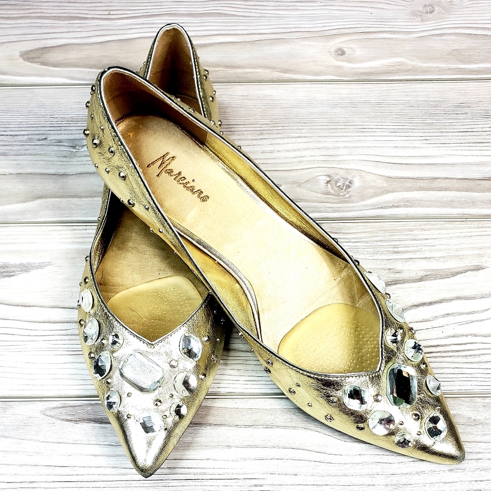 Vintage Georges Marciano Gold Flats SZ 9